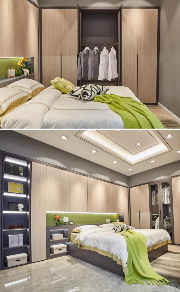 恒峰g22免漆生态板清风胡桃定制衣柜实拍